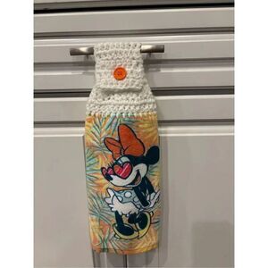 Crochet Top Kitchen Towel-Minnie mouse orange button white top